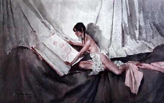 Sir William Russell Flint (1880-1969) The Silver Mirror and The New Model Inspecting Drawings of her Predecessors, 15 x 23in. & 12.